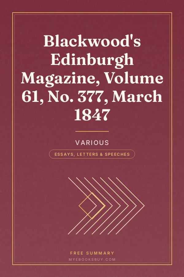 Cover of Blackwood's Edinburgh Magazine, Volume 61, No. 377, March 1847