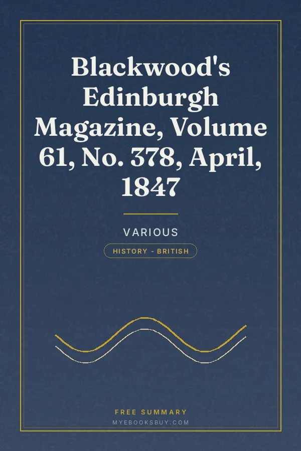 Cover of Blackwood's Edinburgh Magazine, Volume 61, No. 378, April, 1847