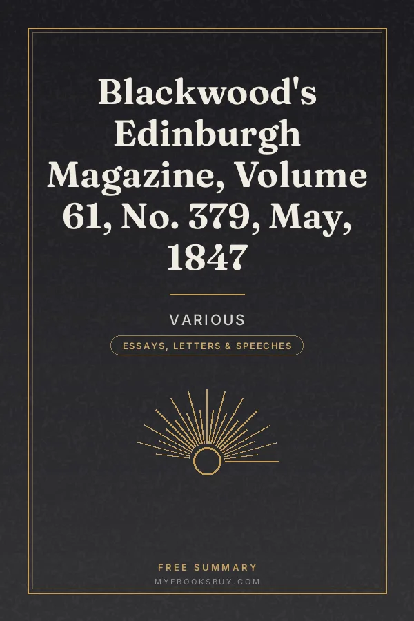 Cover of Blackwood's Edinburgh Magazine, Volume 61, No. 379, May, 1847