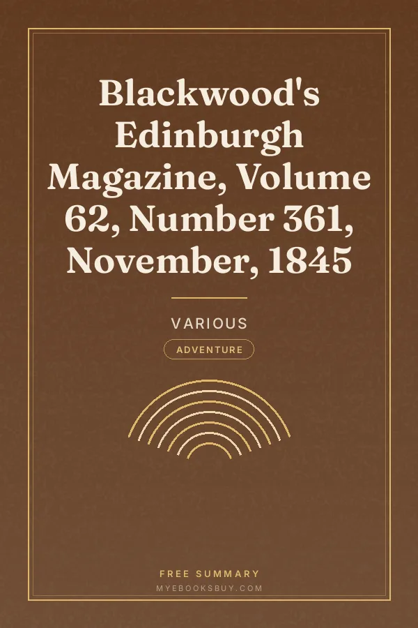 Cover of Blackwood's Edinburgh Magazine, Volume 62, Number 361, November, 1845