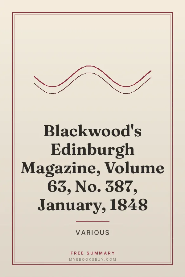 Cover of Blackwood's Edinburgh Magazine, Volume 63, No. 387, January, 1848