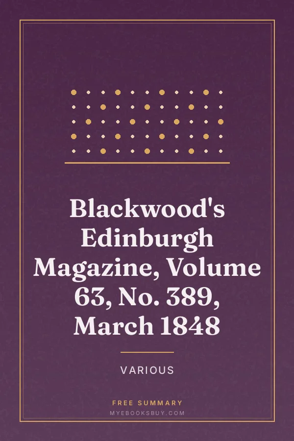 Cover of Blackwood's Edinburgh Magazine, Volume 63, No. 389, March 1848