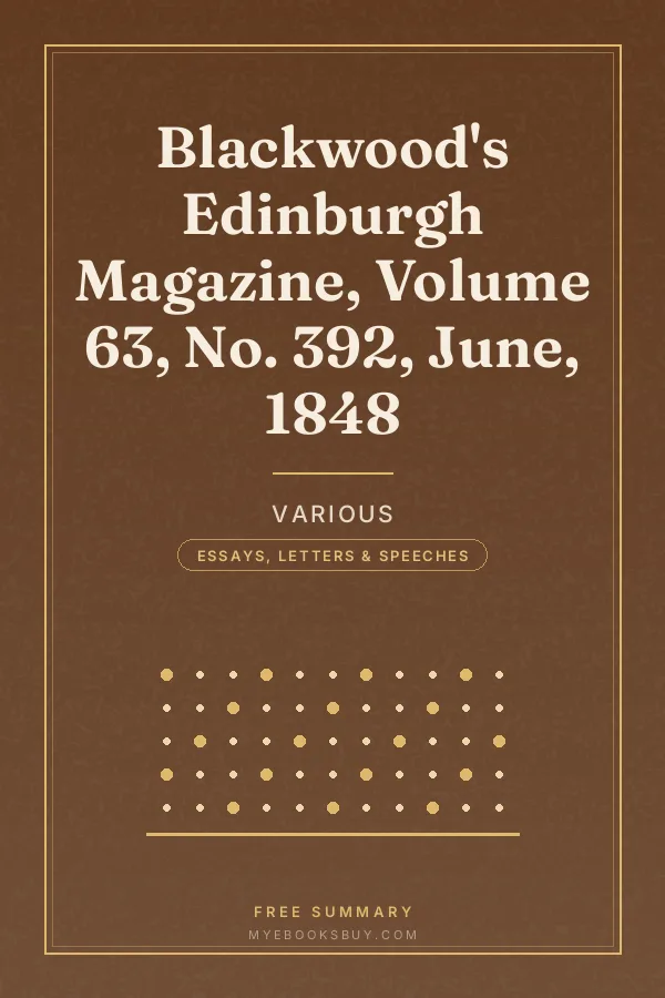 Cover of Blackwood's Edinburgh Magazine, Volume 63, No. 392, June, 1848