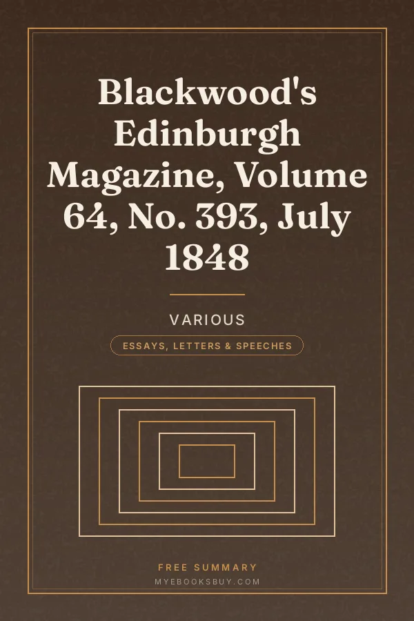 Cover of Blackwood's Edinburgh Magazine, Volume 64, No. 393, July 1848