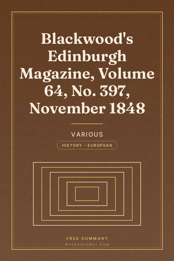 Cover of Blackwood's Edinburgh Magazine, Volume 64, No. 397, November 1848
