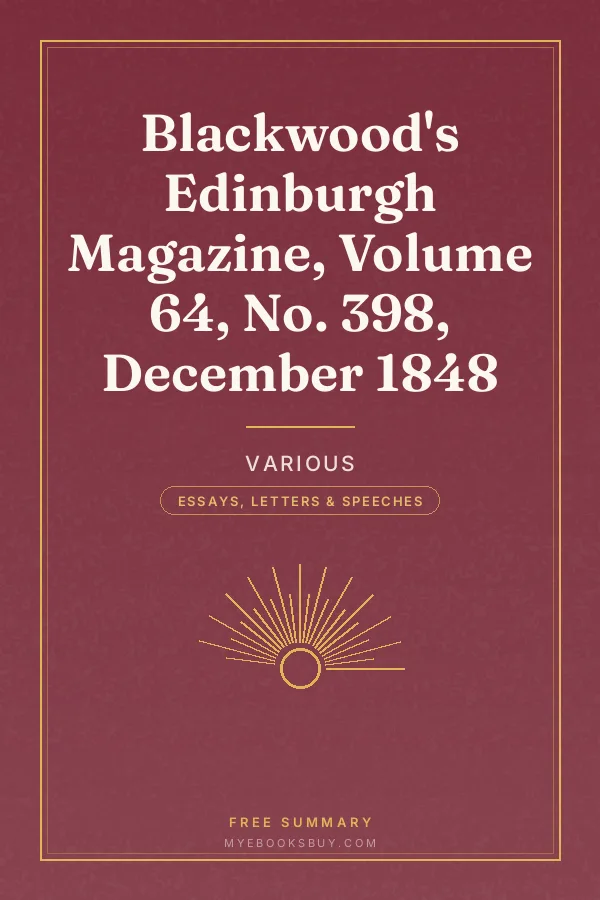 Cover of Blackwood's Edinburgh Magazine, Volume 64, No. 398, December 1848