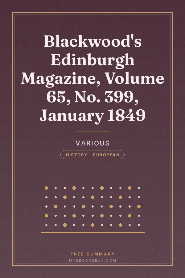 Cover of Blackwood's Edinburgh Magazine, Volume 65, No. 399, January 1849