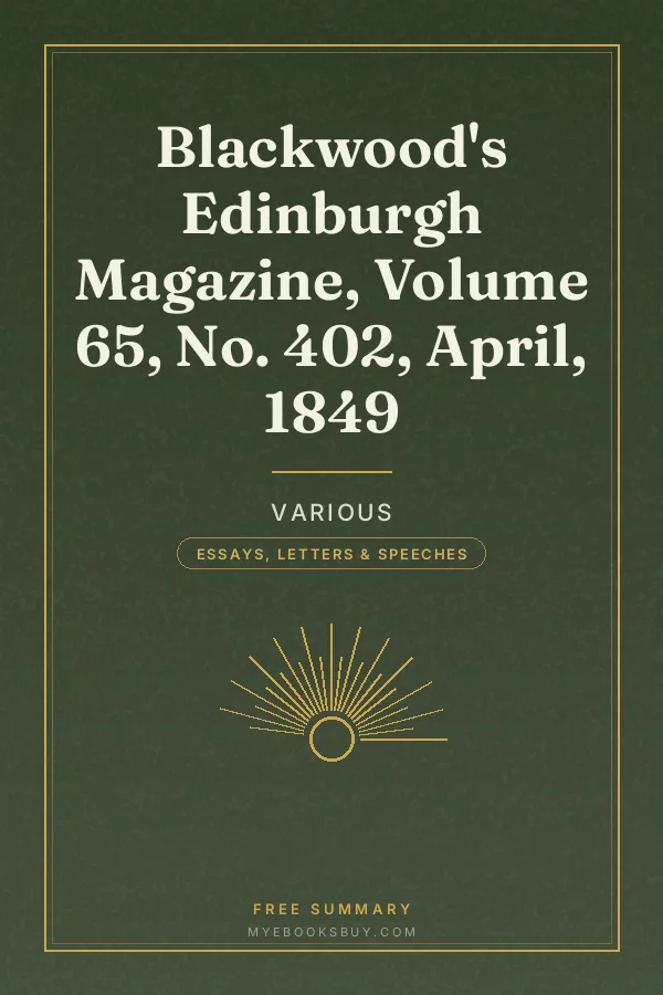 Cover of Blackwood's Edinburgh Magazine, Volume 65, No. 402, April, 1849