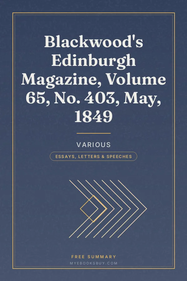 Cover of Blackwood's Edinburgh Magazine, Volume 65, No. 403, May, 1849