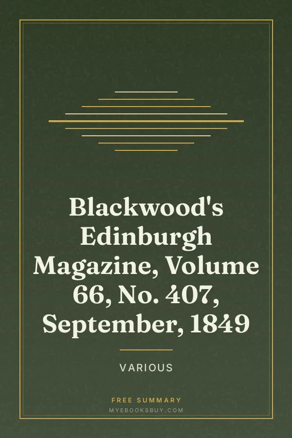 Cover of Blackwood's Edinburgh Magazine, Volume 66, No. 407, September, 1849