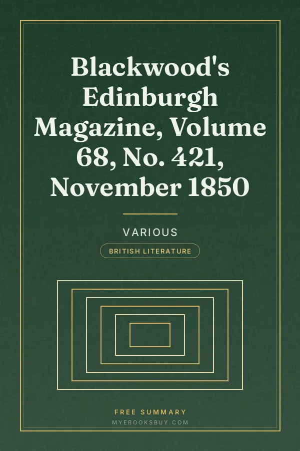 Cover of Blackwood's Edinburgh Magazine, Volume 68, No. 421, November 1850