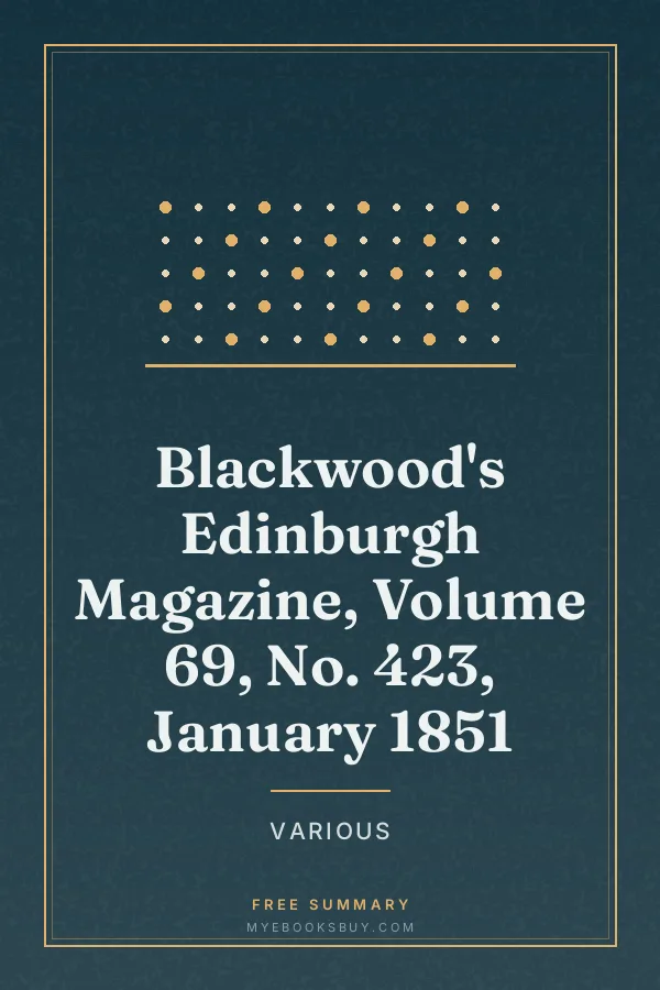 Cover of Blackwood's Edinburgh Magazine, Volume 69, No. 423, January 1851