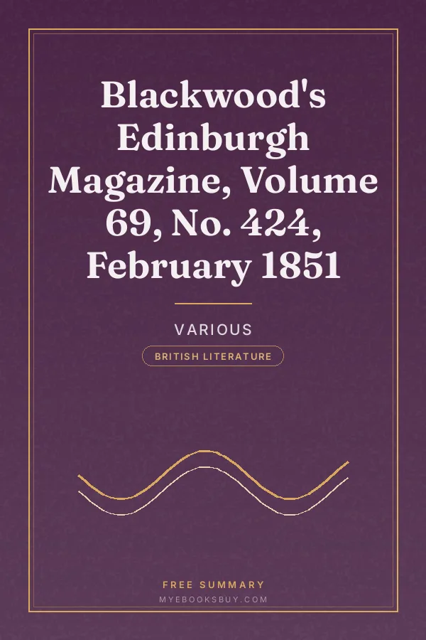 Cover of Blackwood's Edinburgh Magazine, Volume 69, No. 424, February 1851