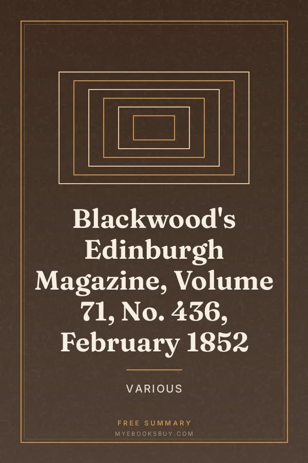 Cover of Blackwood's Edinburgh Magazine, Volume 71, No. 436, February 1852