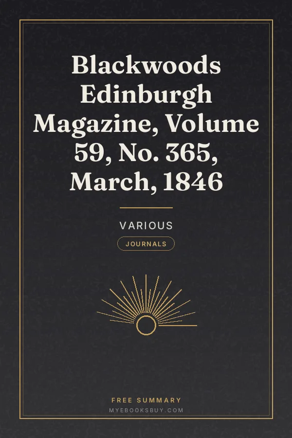 Cover of Blackwoods Edinburgh Magazine, Volume 59, No. 365, March, 1846