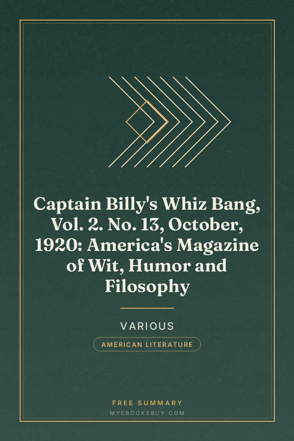 Cover of Captain Billy's Whiz Bang, Vol. 2. No. 13, October, 1920: America's Magazine of Wit, Humor and Filosophy