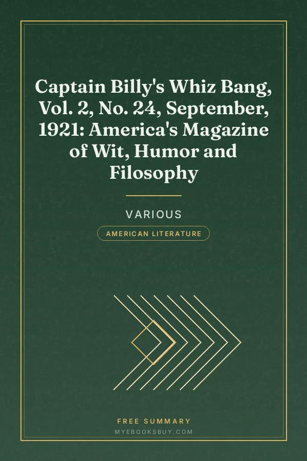 Cover of Captain Billy's Whiz Bang, Vol. 2, No. 24, September, 1921: America's Magazine of Wit, Humor and Filosophy