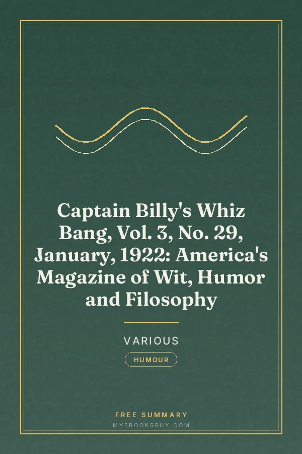 Cover of Captain Billy's Whiz Bang, Vol. 3, No. 29, January, 1922: America's Magazine of Wit, Humor and Filosophy