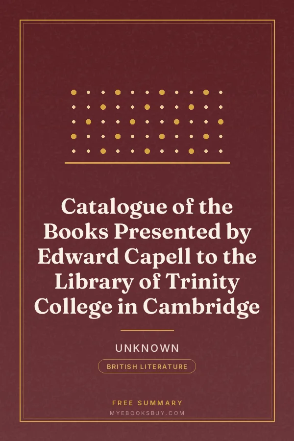 Cover of Catalogue of the Books Presented by Edward Capell to the Library of Trinity College in Cambridge