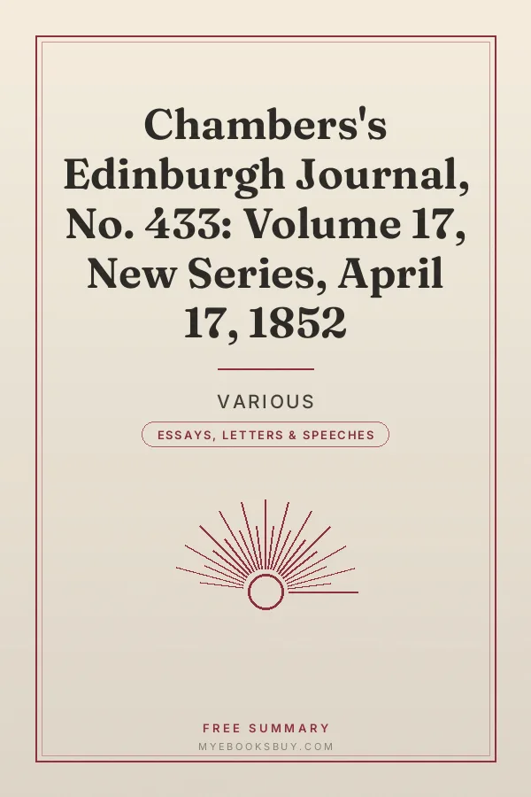 Cover of Chambers's Edinburgh Journal, No. 433: Volume 17, New Series, April 17, 1852