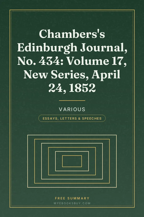 Cover of Chambers's Edinburgh Journal, No. 434: Volume 17, New Series, April 24, 1852