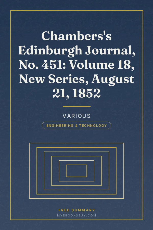 Cover of Chambers's Edinburgh Journal, No. 451: Volume 18, New Series, August 21, 1852