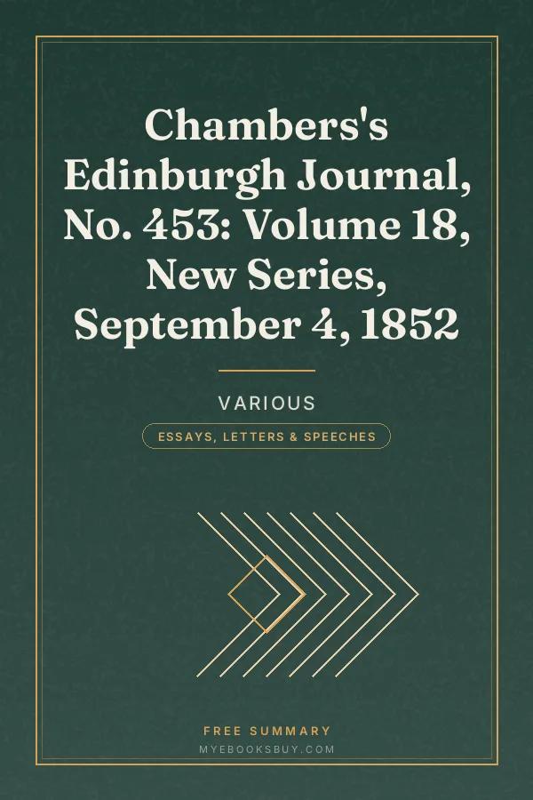 Cover of Chambers's Edinburgh Journal, No. 453: Volume 18, New Series, September 4, 1852
