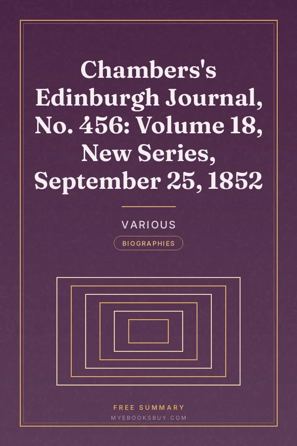 Cover of Chambers's Edinburgh Journal, No. 456: Volume 18, New Series, September 25, 1852