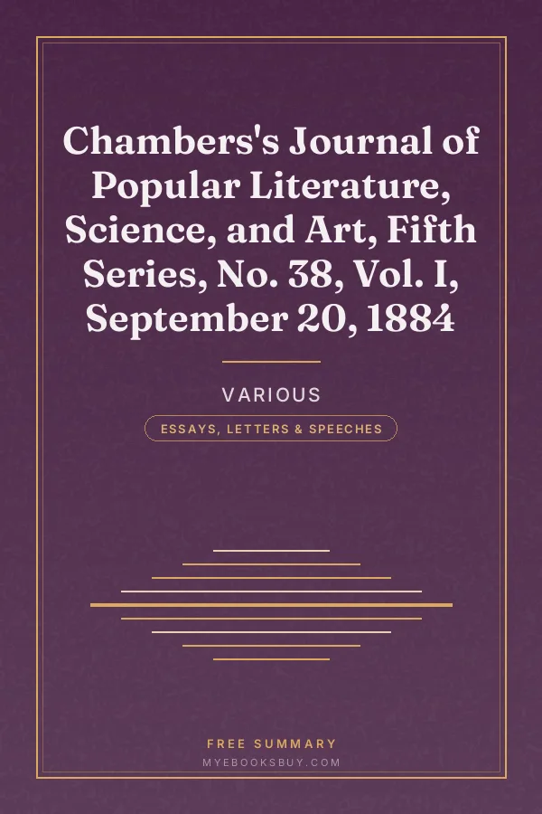 Cover of Chambers's Journal of Popular Literature, Science, and Art, Fifth Series, No. 38, Vol. I, September 20, 1884