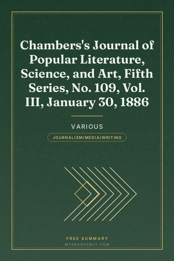 Cover of Chambers's Journal of Popular Literature, Science, and Art, Fifth Series, No. 109, Vol. III, January 30, 1886