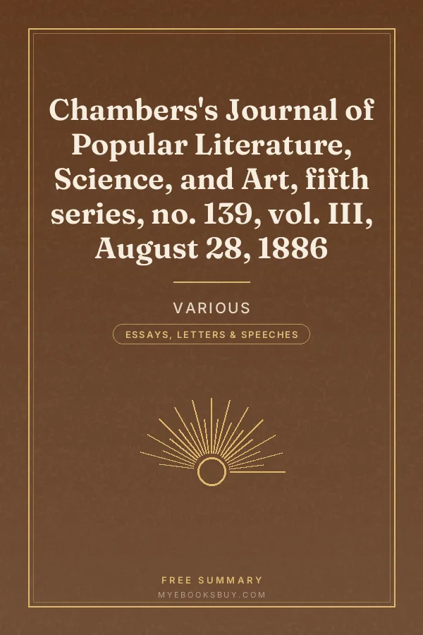 Cover of Chambers's Journal of Popular Literature, Science, and Art, fifth series, no. 139, vol. III, August 28, 1886