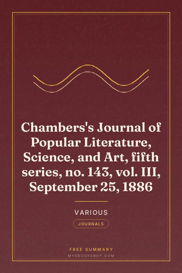 Cover of Chambers's Journal of Popular Literature, Science, and Art, fifth series, no. 143, vol. III, September 25, 1886