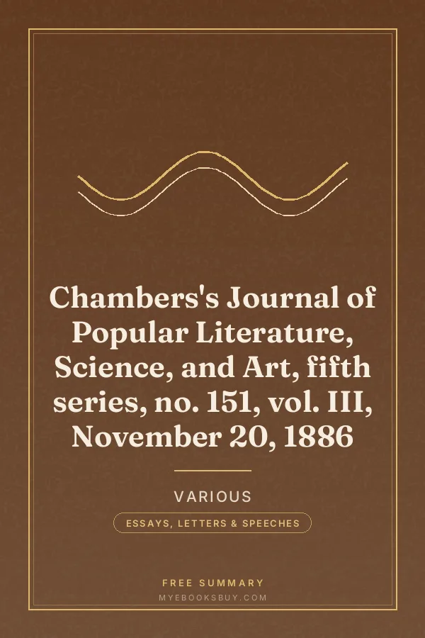 Cover of Chambers's Journal of Popular Literature, Science, and Art, fifth series, no. 151, vol. III, November 20, 1886
