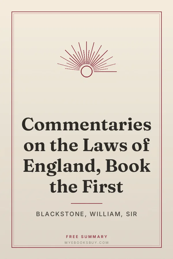 Cover of Commentaries on the Laws of England, Book the First