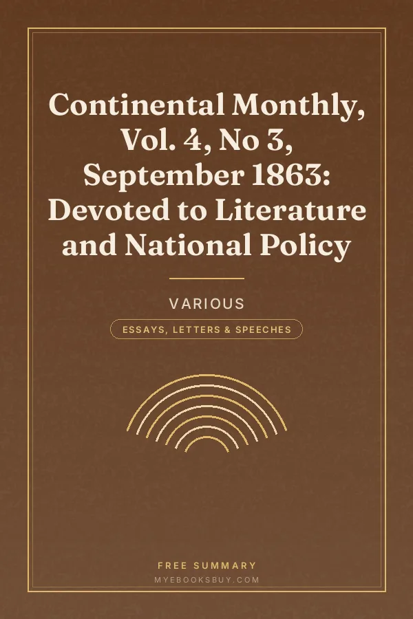 Cover of Continental Monthly, Vol. 4, No 3, September 1863: Devoted to Literature and National Policy