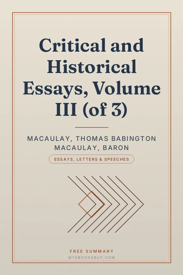 Cover of Critical and Historical Essays, Volume III (of 3)