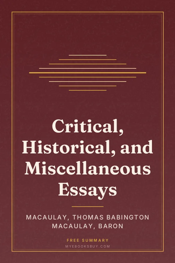 Cover of Critical, Historical, and Miscellaneous Essays