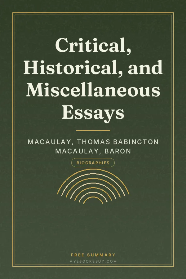 Cover of Critical, Historical, and Miscellaneous Essays