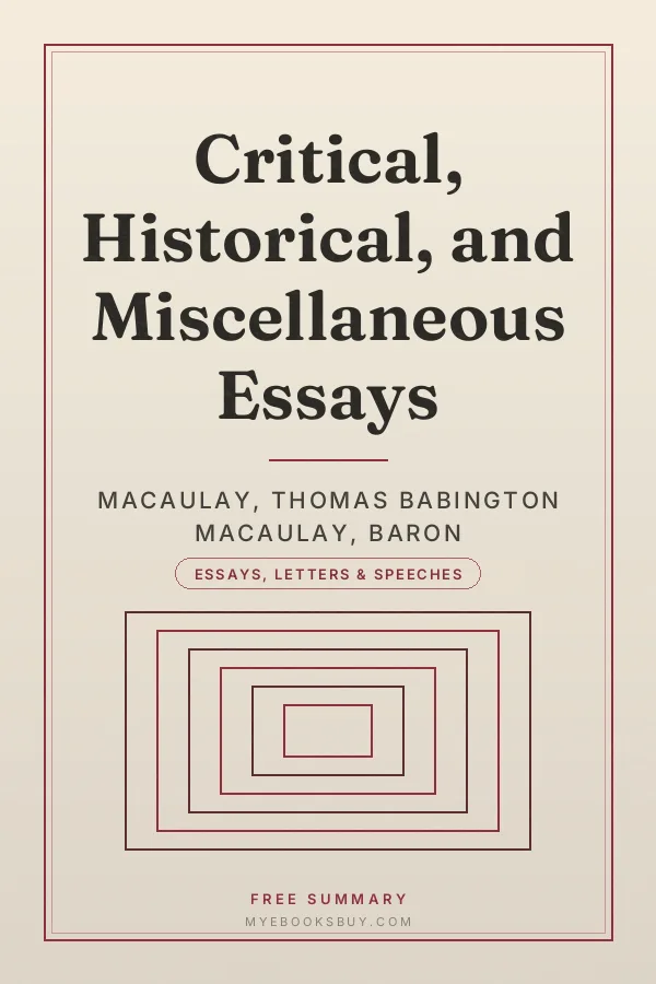 Cover of Critical, Historical, and Miscellaneous Essays