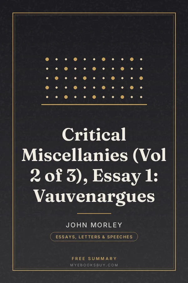 Cover of Critical Miscellanies (Vol 2 of 3), Essay 1: Vauvenargues