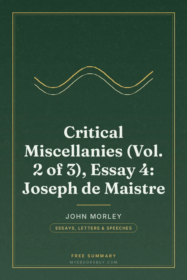 Cover of Critical Miscellanies (Vol. 2 of 3), Essay 4: Joseph de Maistre