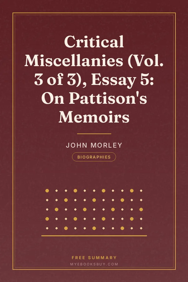 Cover of Critical Miscellanies (Vol. 3 of 3), Essay 5: On Pattison's Memoirs
