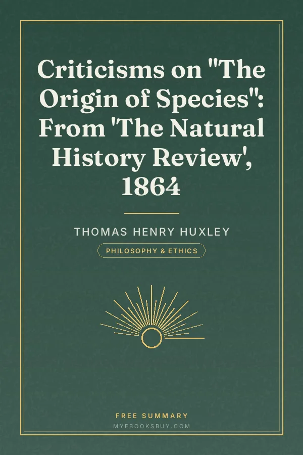 Cover of Criticisms on "The Origin of Species": From 'The Natural History Review', 1864