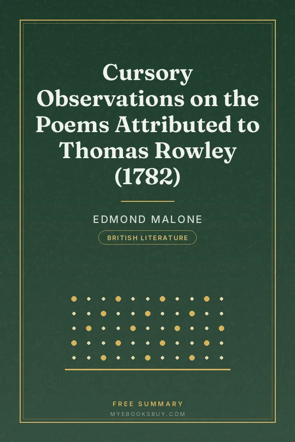 Cover of Cursory Observations on the Poems Attributed to Thomas Rowley (1782)