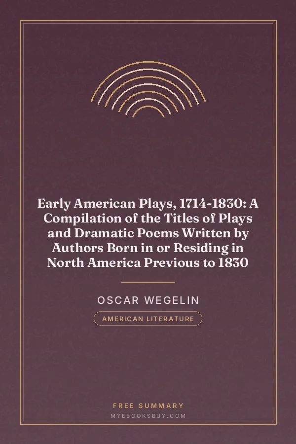 Cover of Early American Plays, 1714-1830: A Compilation of the Titles of Plays and Dramatic Poems Written by Authors Born in or Residing in North America Previous to 1830