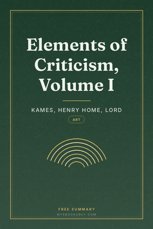 Cover of Elements of Criticism, Volume I