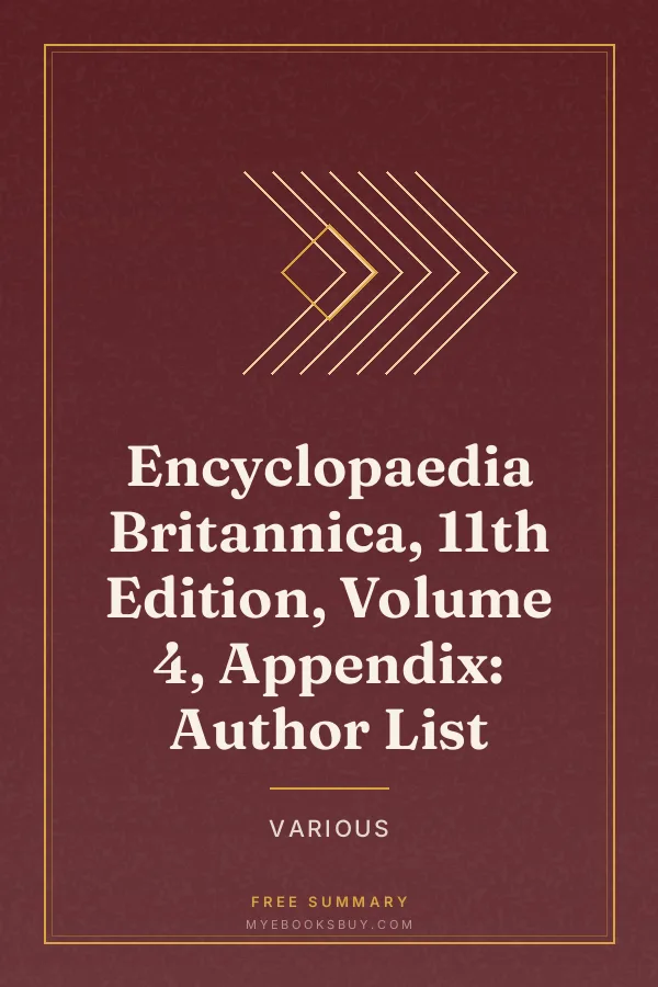 Cover of Encyclopaedia Britannica, 11th Edition, Volume 4, Appendix: Author List