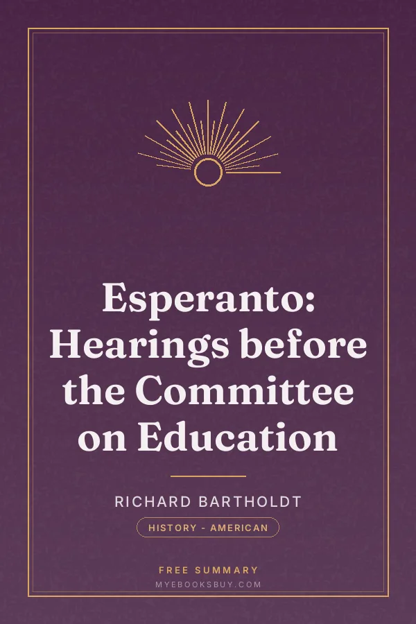 Cover of Esperanto: Hearings before the Committee on Education