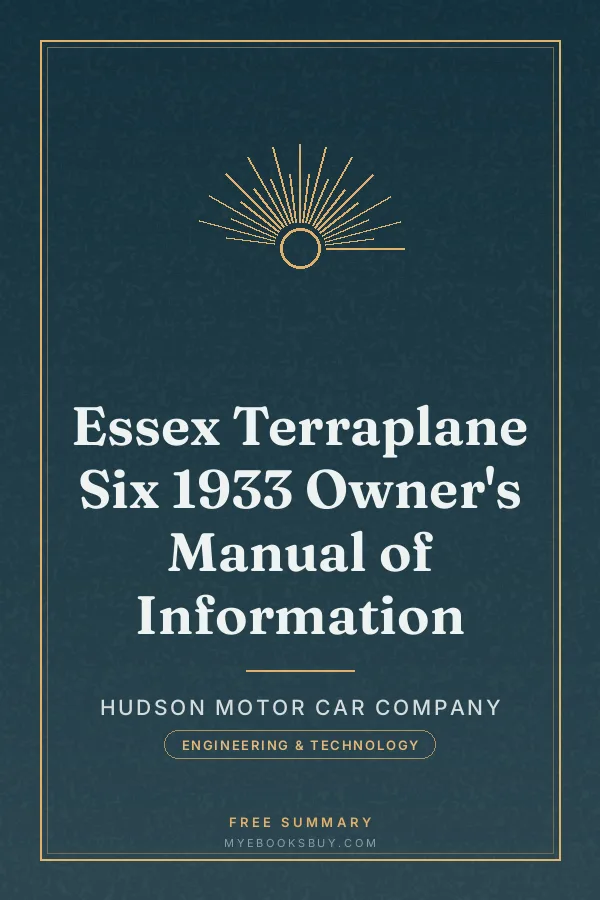 Cover of Essex Terraplane Six 1933 Owner's Manual of Information
