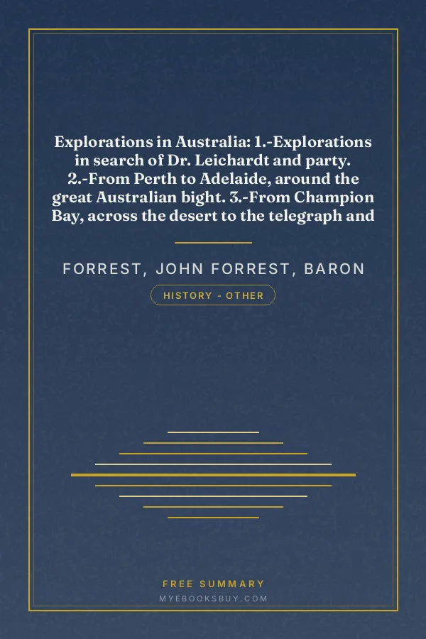 Cover of Explorations in Australia: 1.-Explorations in search of Dr. Leichardt and party. 2.-From Perth to Adelaide, around the great Australian bight. 3.-From Champion Bay, across the desert to the telegraph and to Adelaide. With an appendix on the condition of Western Australia